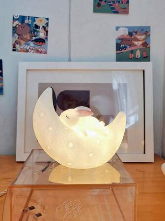 Cute Cartoon Rabbit Small Night Light, Bedroom Bedside Lamp, Decorative Small Table Lamp, Luminous Dorm Atmosphere Light Ornament