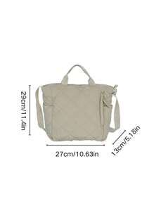 1 pezzo Borsa a spalla trapuntata in cotone tinta unita di grande capacità per le donne, borsa casual da sport all'aperto, adatta per viaggi, scuola, ufficio, portatile e spaziosa