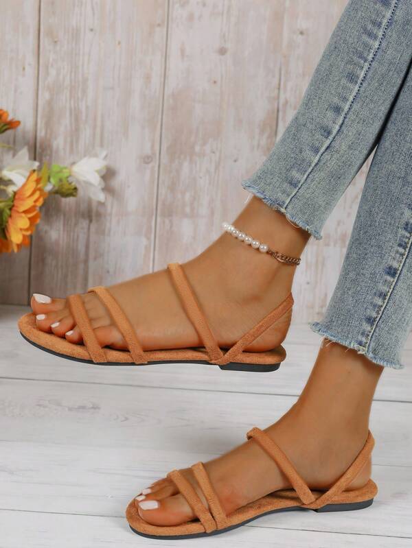 2025 Summer New Women Solid Color Sandals, Roman Open Toe Sandals, Plus Size Available