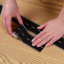 2pcs Straight Road Racing Track Stickers - Black Residue Free Sport Racing-Theme Party Runway Tape, Reusable, 16ft X 2in Each, Plastic Surface Friendly, Easy To Tear Open, For Birthday Party Racing Party Decoration