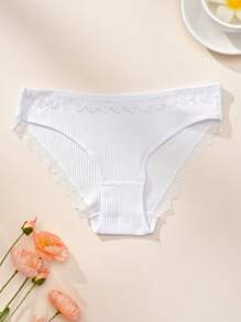 DORSU 3 piezas conjunto de ropa interior de mujer de encaje, de algodón, de talle bajo, sexy, de deseo puro, transpirable y sin costuras