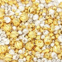 20-100 Stücke/Packung vermessingte gold-/silberfarbene facettierte runde Metallperlen, verschiedene Stile wählbar, schwerer Metall Chic DIY Schmuckherstellung Zubehör für Armband, Halskette, Anhängersperlen