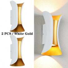 1/2 piezas Lámpara de pared exterior, luces LED superior e inferior, lámpara de pared creativa para sala de estar, dormitorio, pasillo, lámpara de pared de mesita, adecuada para jardín, pared, patio
