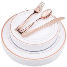 50 Stück Besteckset in Roségold, geeignet für Thanksgiving Dinner, Kuchen, Süßigkeiten und Snacks, für Zuhause und Outdoor, spülmaschinenfest, hervorragend für Partys und Hochzeiten, Schulbedarf
