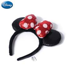Disney 1PC Officially Licensed Minnie Hair Band Sequin Mouse Ears Cartoon Cute Style Headdress Land Photo Props Decorations Hair Accessories Princess Party Birthday Party Gifts Christmas Present, Hair Hoop, Headbands