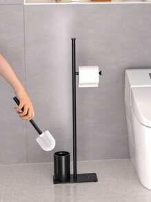 1 Pieza Soporte para pañuelos independiente con cepillo de baño y caja de almacenamiento de toallitas húmedas, Soporte para cepillo de baño, Soporte vertical para rollo de papel higiénico, Dispensador de papel higiénico sin taladro, Organizador de baño ahorra espacio, Estante moderno para papel higiénico