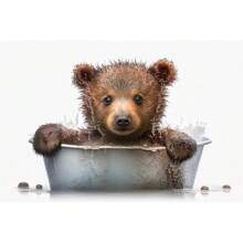 1pc Wall Arts Posters Cute Animals Baby In Bathtub Posters Elephant Panda Duck Prints Canvas Painting Bath Wall Art Picture For Living Room Home Decor Canvas, Frameless