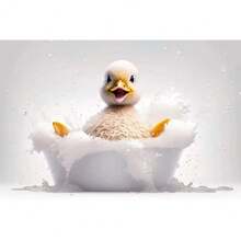 1pc Wall Arts Posters Cute Animals Baby In Bathtub Posters Elephant Panda Duck Prints Canvas Painting Bath Wall Art Picture For Living Room Home Decor Canvas, Frameless