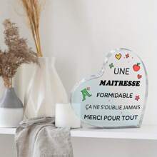 2D flach geschnitzter Acrylplakette - ein Geschenk für Frauen, Mütter, Schwestern, Lehrer - einzigartiges Geburtstags- und Weihnachtsgeschenk, mit der Botschaft "Une Maitresse Formidable C'ane S'oublie Jamais Merci Pour Tout", klassischer Stil, Familien-Thema