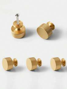 4 Solid Handles For European Furniture, Suitable For Drawers, Wardrobes, Cabinet Doors, Kitchen Cabinets, Dressing Tables, And American Furniture Home Decoration Solid Single Hole Handles. Brass Material, Free Screws Included