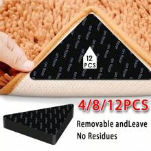 Clips para alfombras de fácil uso, pegatinas antideslizantes, almohadillas antideslizantes para alfombras aptas para pisos de madera, baldosas y mármol, clips para alfombras con cinta adhesiva de doble cara (para mantener las esquinas planas), cinta adhesiva para alfombras desmontable apta para alfombras de área
