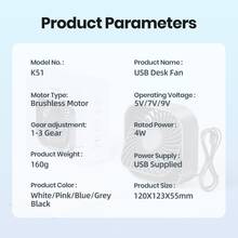 TOPK 个人台扇，3 速 4 英寸小型 USB 便携式风扇，USB 插入式迷你冷却风扇，360° 可旋转静音台式风扇，适用于家庭办公室卧室宿舍室内室外夏季礼物 - 彩色 - 查看 6