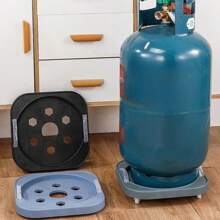 1pc Multi-Functional Gas Cylinder Storage Rack, Kitchen Gas Cylinder Base With Casters, Silent Heavy-Duty Movable Cylinder Holder, Gas Bottle Trolley Rolling Stand With Brake Wheels, Suitable For Garden And Home