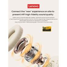 Lenovo Auriculares inalámbricos ultra suaves TH30 | Reproducción de 40 horas y diseño ultraligero | Compatibilidad multiplataforma | Audio espacial envolvente | Comodidad todo el día para trabajo y juegos - Beis - Ver 4