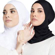 2 pièces Femme Mode Couleur unie Élastique sous le menton Foulard Bonnet Béret pour Femmes Abaya Utilisation quotidienne Sous Casquette