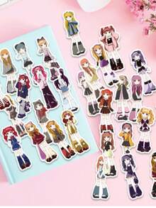 50 件卡通女孩贴纸装饰相框、储物盒、DIY 手机壳、笔记本电脑、日记本、节日礼物、彩色自粘贴纸学校用品、返校