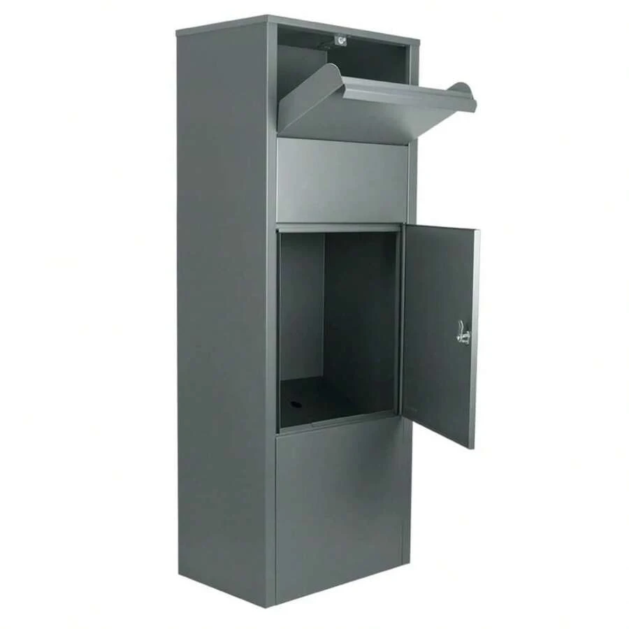 Large Steel Locking Mailbox, Tamper-Resistant - Grey1 - View 1
