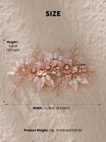 1pc Elegant Floral Crystal & Pearl Decorated Bridal Hair Clip, European Garden Wedding Bridesmaid Hair Accessory