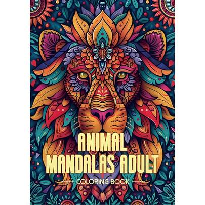 Deluxe Animal Mandala Art Coloring Book For Adults - 22 Thick Pages, Relaxing Craft Activity, Perfect Gift For Birthdays & Holidays, Perfect For Room Decor.Back To School,School Supplies