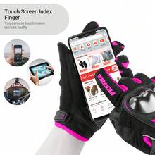 1 Paio di guanti da moto con schermo touch, traspiranti a dita intere, per sport all'aperto, moto, antiscivolo, protezione caduta, accessori da ciclismo, regali per donne e uomini motociclisti