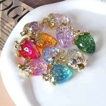 5 piezas Colgantes de fresa transparentes de alto brillo iridiscente para pulsera de bricolaje, collar, pendientes, cadena de teléfono móvil, accesorio de decoración de bolso