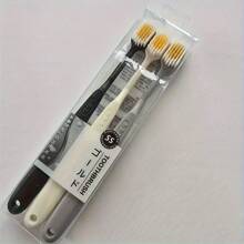 3 Pack japanische Zahnbürsten, breiter Kopf mit weichen Borsten, ultra-weiche Mikrofaserborsten, Familienpackung für Erwachsene, ergonomischer Griff in Schwarz, Weiß und Grau, sanft zu Zahnfleisch und Zähnen, geeignet für Paare und Familien