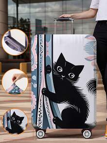 猫图案行李箱盖 18-32 英寸灵活行李箱盖，适用于 18-32 英寸行李箱盖防刮保护器行李箱保护器行李箱盖保护罩防尘罩行李箱防尘罩旅行配件返校、学校用品、商店返校、教室、学校用贝壳包学校配件学校用品