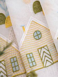1pc Rod Pocket Kids Curtain, Forest Cabin Design For Boys & Girls, Nursery Bedroom Balcony Sheer Drape - Multicolor - View 3