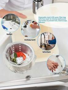 200/100 件厨房水槽过滤袋 - 一次性网状过滤器，用于食物垃圾和排水保护，非常适合家庭使用