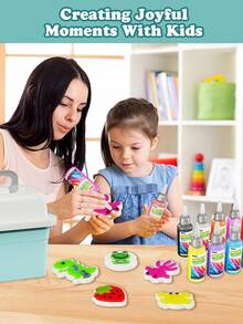 30/42件神奇DIY手工玩具套装，12种颜色自由搭配，神奇水宝宝造型套装玩具，手工套装，可爱动物模具、水果模具、糖果模具，可自由挤入颜料进行搭配，创意男孩女孩游戏，锻炼儿童想象力和动手能力，益智桌面游戏和玩具，校园科普教育