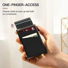 Ultra-Slim RFID Blocking Wallet Credit Card Holder For Men - Automatic Pop-Up Card Holder With Money Pocket, Aluminum Alloy Minimalist Business Anti-Degaussing Credit Card Case For Notes, Coins, And Debit Cards Small Wallet, Money Clips - 彩色 - 查看 4