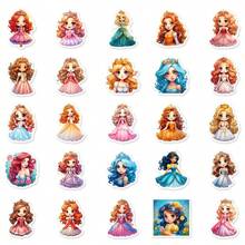 50 piezas de hermosos adhesivos de princesa a prueba de agua de PP, dibujos animados lindos y coloridos, adecuados para botellas de agua, monopatines, portátiles, cuadernos, equipaje, educación temprana, recompensas en el aula, interacción entre padres e hijos
