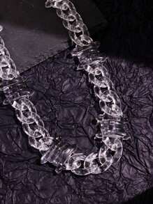 1pc Fashion Unique Creative Exquisite Funny Brilliant Luxurious Versatile Hip-Hop Punk Streetwear Style Transparent Chain Thorn Spikes Necklace, For Men's Casual Wear, Holidays & Party