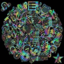 50/100pcs Music Holographic Stickers, Transparent Stickers, Suitable For Arts & Crafts, Music Note Laser Stickers, Can Be Used For DIY Scrapbooking, Diaries, Water Bottles, Laptops, Phone Cases, Back To School Essential - Multicolor - View 2