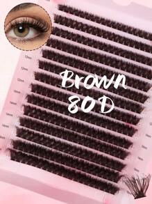 DAIFIYAN Brown 14Rows D Curl 280Pcs/238Pcs/210Pcs/196Pcs/168Pcs Individual Lashes Fluffy Lash Clusters 60D/80D/100D/120D/140D/160D Individual Eyelash Thick Cluster Eyelash Extensions Lashes Clusters 8-16MM Wispy Cluster Lashes