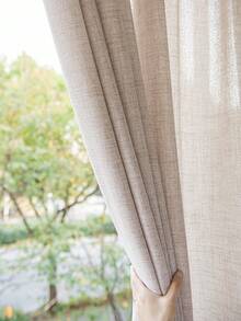 1 件亚麻现代亚麻纱窗帘 - 日式亚麻风格，杆袋设计，适用于客厅和卧室 - 透明轻质滤光窗帘，客厅窗帘，卧室窗帘（面料重量 180 克） - 米色 - 查看 7