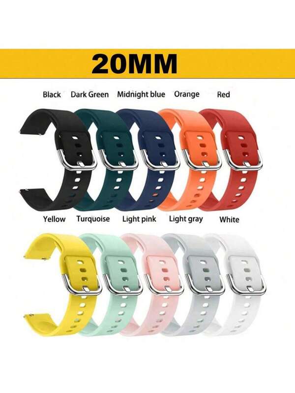 20MM Sport Silicone Strap For Amazfit Bip S Smart Watch Band For Amazfit GTS 4 2 Mini 3 2E Bracelet Bip U/U Pro/ GTR 42mm Compatible With Huawei Watch2/Watch2 Por GT 3 GT2 42MM Compatible With Samsung Galaxy Watch 7 6 5 4 3 Active S2 MOTO360 Honor Watch Magic