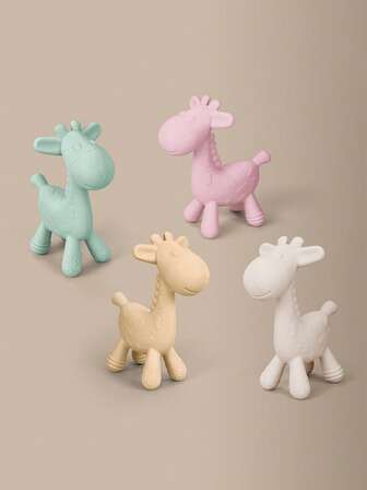 1 st silikon bitring nyfödd leksak tecknad giraff greppvänlig bitring skötselredskap silikon tuggberlocker spädbarn beröringsleksak baby tandsprickning tänder present