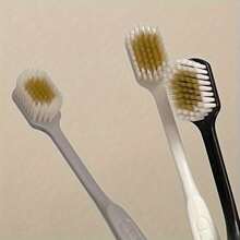 3 Pack japanische Zahnbürsten, breiter Kopf mit weichen Borsten, ultra-weiche Mikrofaserborsten, Familienpackung für Erwachsene, ergonomischer Griff in Schwarz, Weiß und Grau, sanft zu Zahnfleisch und Zähnen, geeignet für Paare und Familien