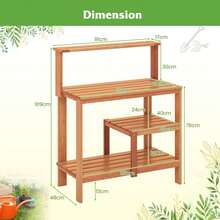 GOFLAME Garden Potting Bench Table With Storage, Outdoor Wood Planting Workstation With Open Shelves And Teak Oil Finish, Patio Horticulture Work Bench For Backyard - 橘色 - 查看 2
