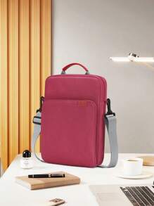13-Inch Polyester Merlot IPad Sleeve, Solid Color Compatible With Ipad Tablet, Lightweight Portable Shoulder Messenger Bag, Large Capacity For Travel, Office, Commuting, Shockproof
