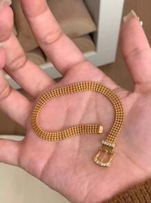 1 pieza Pulsera de banda de encaje de lujo estilo Milán, pulsera con correa de satén de diseño de nicho retro francés para mujeres
