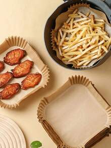 100/50/25pcs Paper Air Fryer Liners, 6-Inch Non-Stick Circular Baking Paper, Compatible With Most Air Fryers - Natural Color Square - View 4