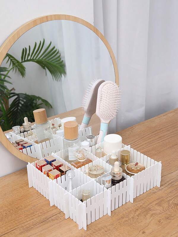 Verstellbarer DIY Schubladenorganisator Teiler - Kleiderschrank, Küche, Bad Freie Kombination Partition, Wäsche, Socken, Baby Kleidung Organizer, Schminktisch Make-up & Tool Teiler Regal, Multi-Szene ausziehbare Partition (Geeignet für Büro/Kleiderschrank/Schminktisch) Tasche, Make-up Tasche, Kulturbeutel, Schreibtischorganizer, Kosmetiktasche, Make-up Tasche, Make-up Organizer, Schminktisch Zubehör, Make-up Tasche, Make-up Taschen, Schmuckkasten, Tasche, Make-up Pinsel Halter, Pinsel Halter, Parfümorganisator, Tasche