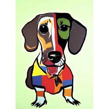 1pc Wall Arts Posters Optional Frame Modern Colorful Cute Dog Posters Canvas Painting Cartoon Abstract Animal Modern Wall Art Picture For Kid Room Home Decoration Painting