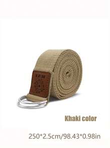 1pc 250*2.5cm Stretch Strap With Leather Tag, Multifunctional Binding Band, Pull Strap, Shoulder Warm-Up Stretching Strap, Woven Yoga Rope, Home Assistance Pilates Stretching, Stretching Strap For Beginner Fitness Training, Fitness Shaping, Indoor And Outdoor Exercise, Yoga Mat Exercise