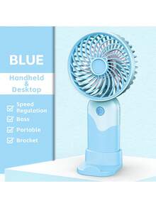Mini Portable Fan, Contrasting Color, Simple Handheld Fan, USB Charging, Office Desktop, Dormitory - Pink - View 3
