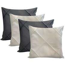 Kit Of 4 Draped Suede Cushion Covers 45x45 With Invisible Zipper - 2 Beige + 2 Gray - View 1