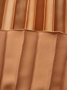 Women's Solid Color Elegant Pleated A-Line Skirt, Lightweight & Comfortable Spring - Champagne - View 5