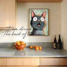 1 buc / 3 buc Postere de perete cu cadru opțional / Înrămat LGBT Lesbiene Eat What Meme Cat Poster Canvas Printing Funny Meme Wall Decor Lesbiene Bar Home Wall Decor Comic Prints Decorare